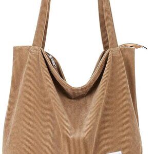 Women Corduroy Tote Bag Zipper Casual Tote's Handbag Big Capacity Shoulder Bag w